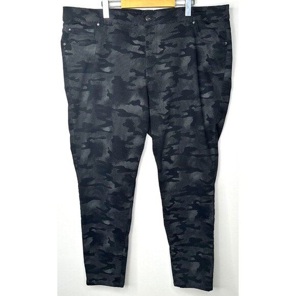 d/C Womens Jeans Camouflage Legging Jeggings Stretch Black Plus Size 24 - Picture 1 of 11